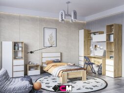 Тумба прикроватная Хелен ТБ 01, крафт золотой - белый шагрень