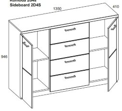 Тумба 2 двери 4 ящика 2D4S DOORSET  