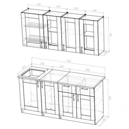 Кухонный гарнитур Лира демо, 170 см 